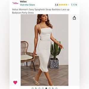 Amazon Lace up White Dress Size S